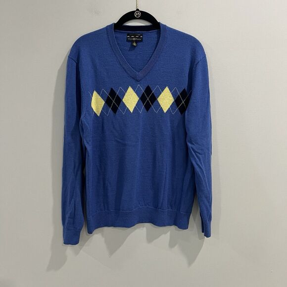 Club Room Italian Spurn Yarn Merino Wool Blend Men’s‎ Sweater Size Medium Blue - Picture 1 of 5